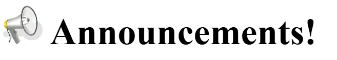A screenshot of a loud speaker icon to the left of an Announcements heading