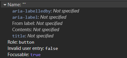 Accessibility information for 'Send' empty button showing accessible name is missing'