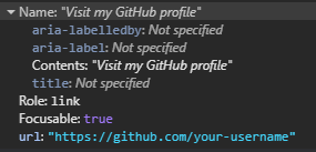 Go to Github.com as its accessible name in DevTools