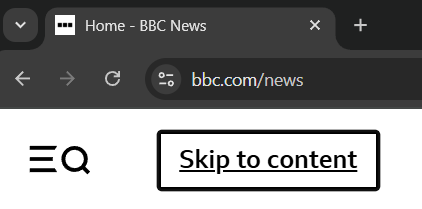 A screenshot of BBC News skip link reading 'Skip to content'.